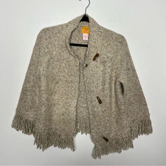 Ruby Rd Oatmeal Fringe Sweater Jacket S - Picture 4 of 5